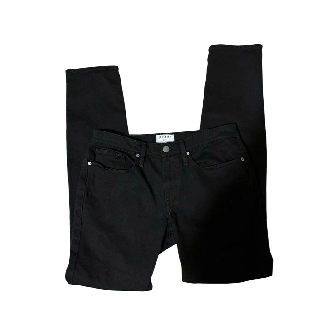 FRAME Le Homme Skinny Jeans Black Stretch Denim Mid Rise Slim Fit 32x30